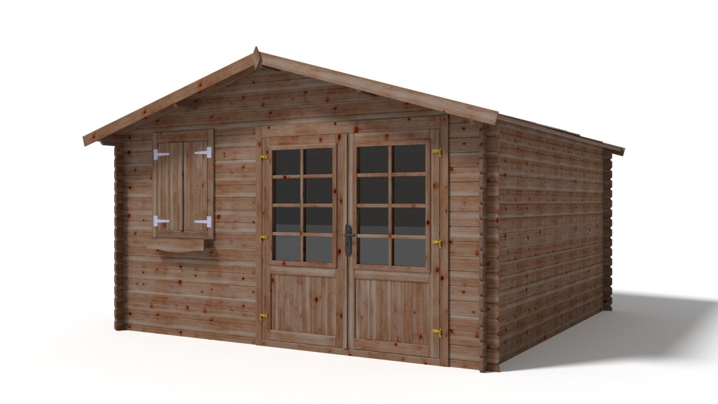 Casetta da giardino in legno - 16.00m2 - 4.00x4.00m - impregnata - 28mm - colore: marrone - DOM181 - ALTANKA