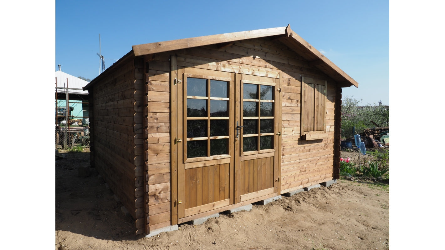 Casetta da giardino in legno - 16.00m2 - 4.00x4.00m - impregnata - 28mm - colore: marrone - DOM181 - ALTANKA