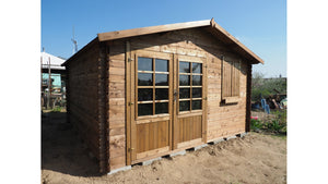 Casetta da giardino in legno - 16.00m2 - 4.00x4.00m - impregnata - 28mm - colore: marrone - DOM181 - ALTANKA
