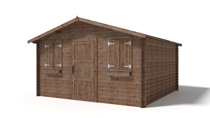 Casetta da giardino in legno - 16.00m2 - 4.00x4.00m - impregnata - 28mm - colore: marrone - DOM144 - ALTANKA