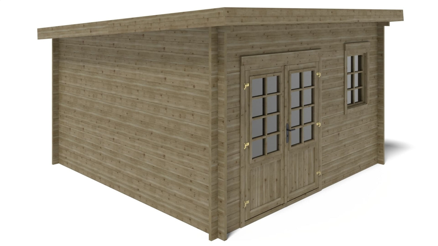 Casetta da giardino in legno - 16.00m2 - 4.00x4.00m - impregnata - 40mm - colore: verde - DOM716 - ALTANKA