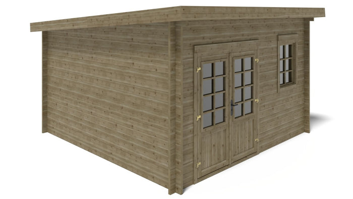 Casetta da giardino in legno - 16.00m2 - 4.00x4.00m - impregnata - 40mm - colore: verde - DOM716 - ALTANKA