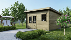 Casetta da giardino in legno - 16.00m2 - 4.00x4.00m - impregnata - 40mm - colore: verde - DOM716 - ALTANKA