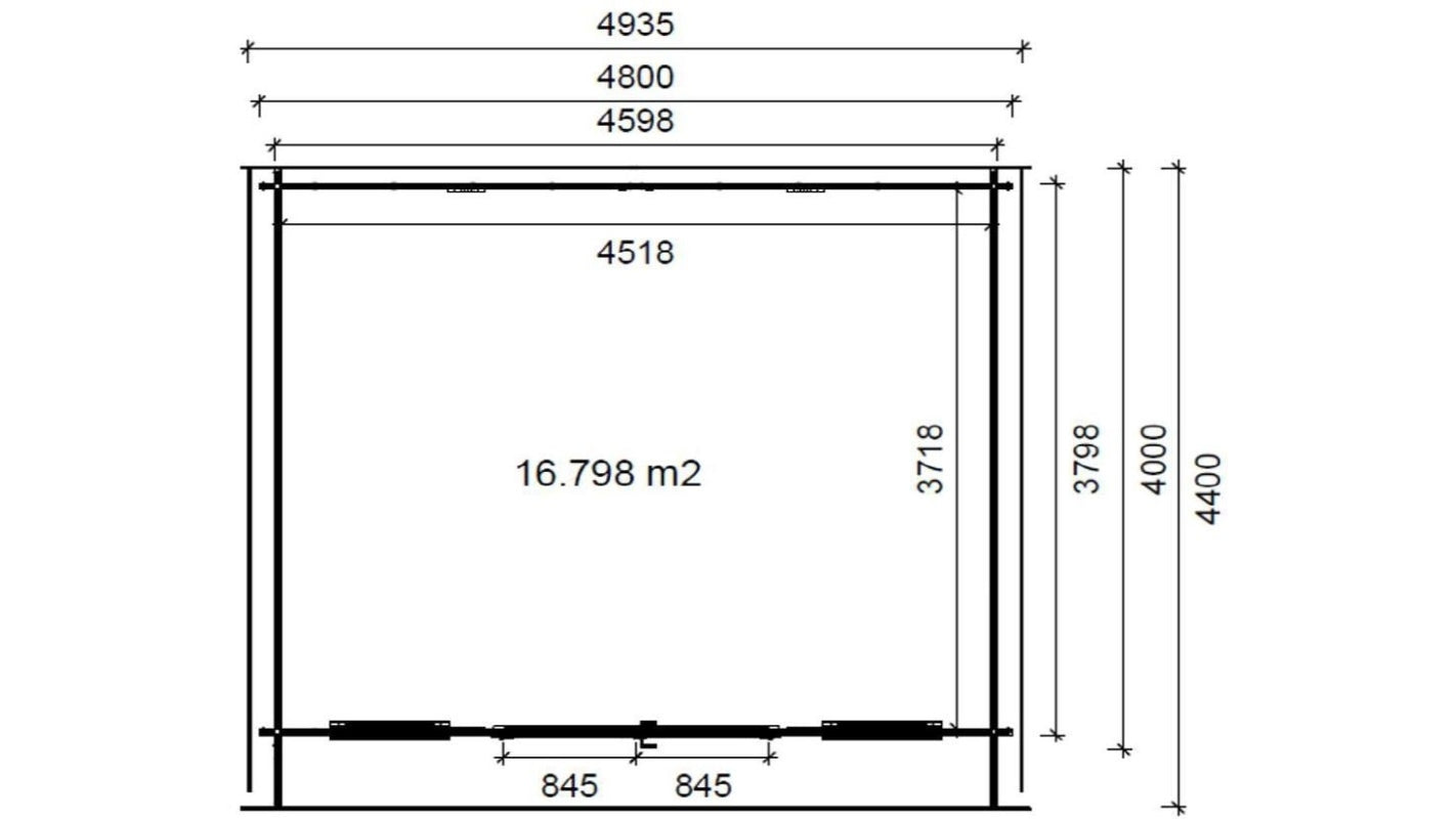 Casetta da giardino in legno - 19.20m2 - 4.80x4.00m - 40mm - colore: naturale - DOM370 - ALTANKA