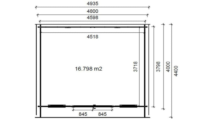 Casetta da giardino in legno - 19.20m2 - 4.80x4.00m - 40mm - colore: naturale - DOM370 - ALTANKA