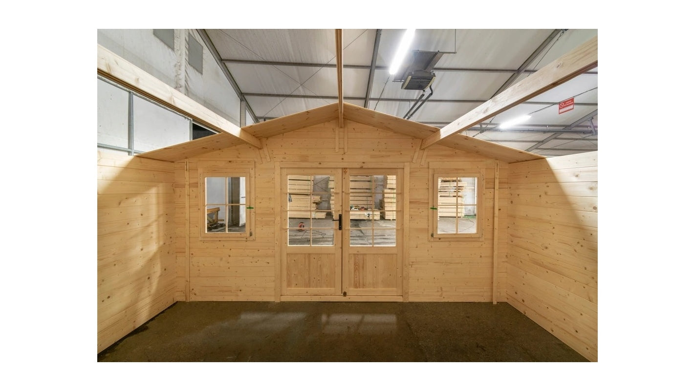 Casetta da giardino in legno - 19.20m2 - 4.80x4.00m - 40mm - colore: naturale - DOM370 - ALTANKA