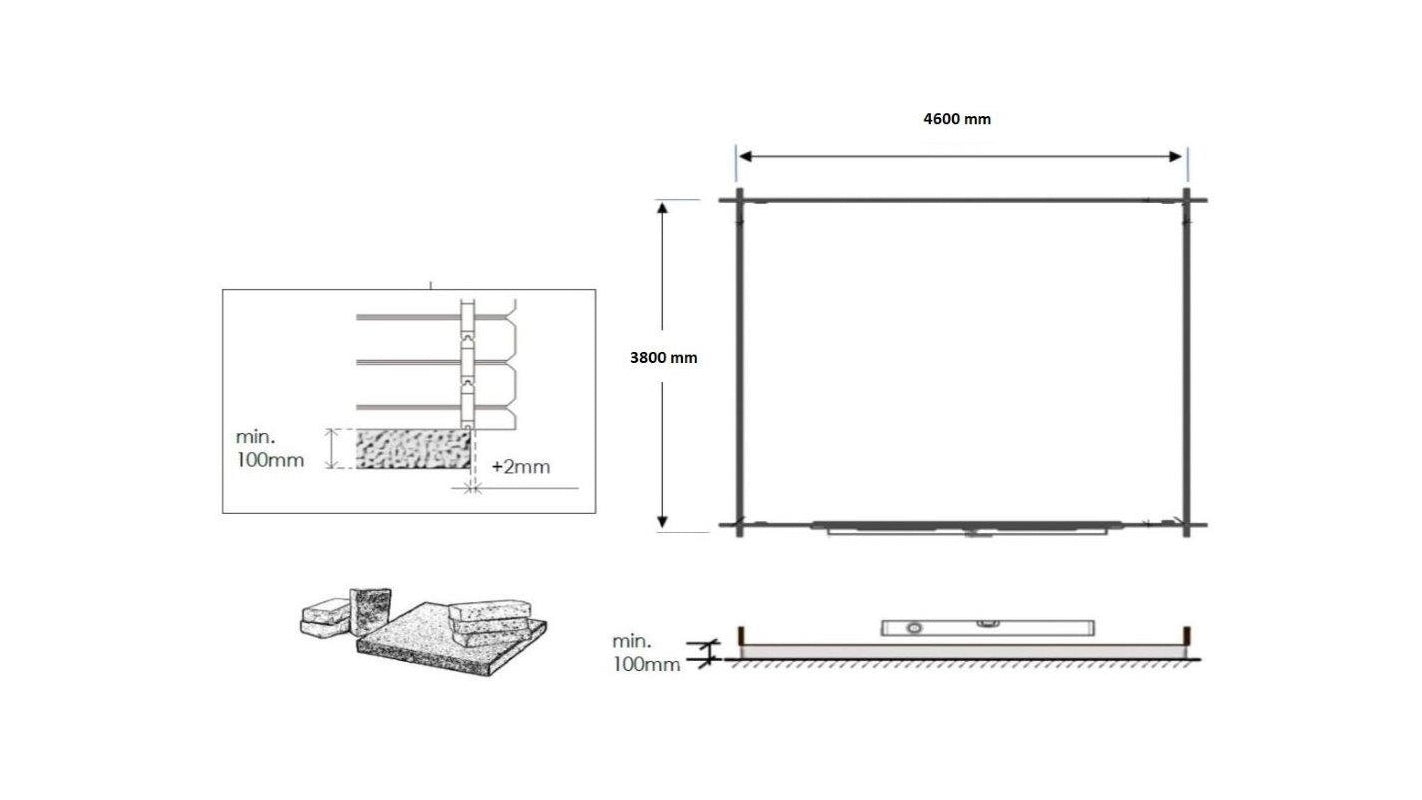Casetta da giardino in legno - 19.20m2 - 4.80x4.00m - 40mm - colore: naturale - DOM370 - ALTANKA