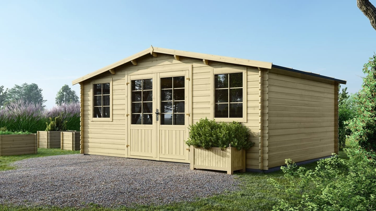 Casetta da giardino in legno - 20.00m2 - 5.00x4.00m - 28mm - colore: naturale - DOM526 - ALTANKA