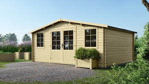 Casetta da giardino in legno - 20.00m2 - 5.00x4.00m - 28mm - colore: naturale - DOM526 - ALTANKA