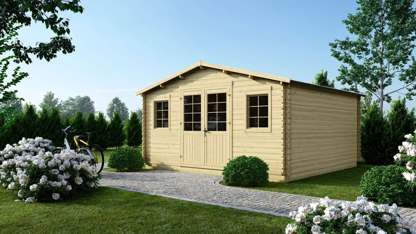 Casetta da giardino in legno - 20.00m2 - 5.00x4.00m - 40mm - colore: naturale - DOM598 - ALTANKA