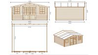 Casetta da giardino in legno - 20.00m2 - 5.00x4.00m - impregnata - 28mm - colore: marrone - DOM566 - ALTANKA