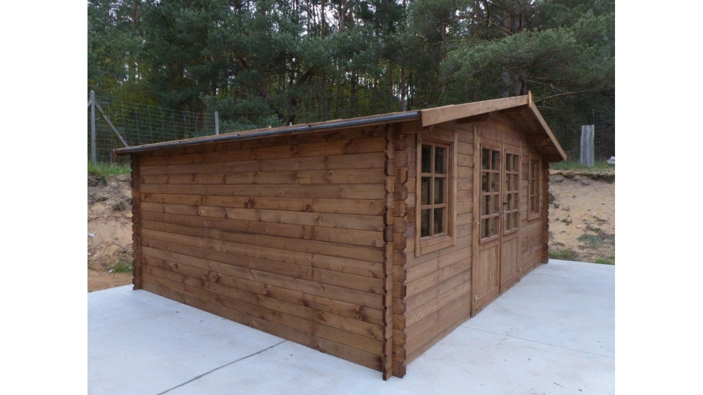 Casetta da giardino in legno - 20.00m2 - 5.00x4.00m - impregnata - 28mm - colore: marrone - DOM566 - ALTANKA