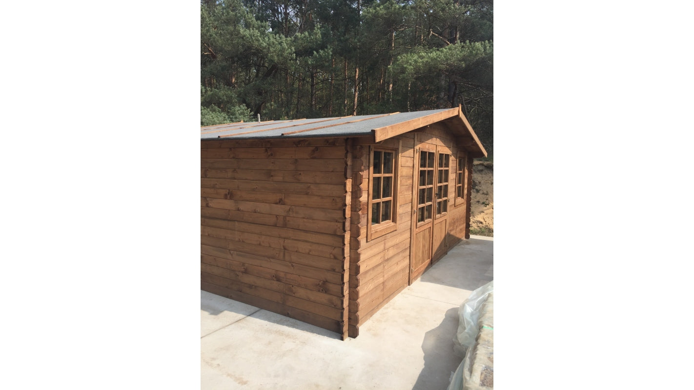 Casetta da giardino in legno - 20.00m2 - 5.00x4.00m - impregnata - 28mm - colore: marrone - DOM566 - ALTANKA