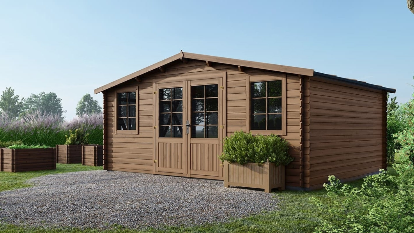 Casetta da giardino in legno - 20.00m2 - 5.00x4.00m - impregnata - 28mm - colore: marrone - DOM566 - ALTANKA