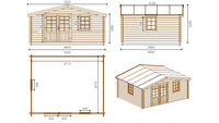 Casetta da giardino in legno - 20.00m2 - 5.00x4.00m - impregnata - 45mm - colore: marrone - DOM376 - ALTANKA