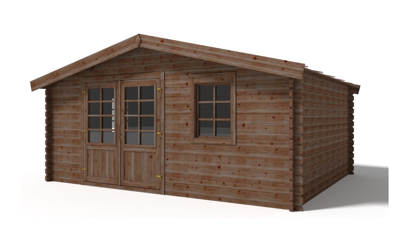 Casetta da giardino in legno - 20.00m2 - 5.00x4.00m - impregnata - 45mm - colore: marrone - DOM376 - ALTANKA