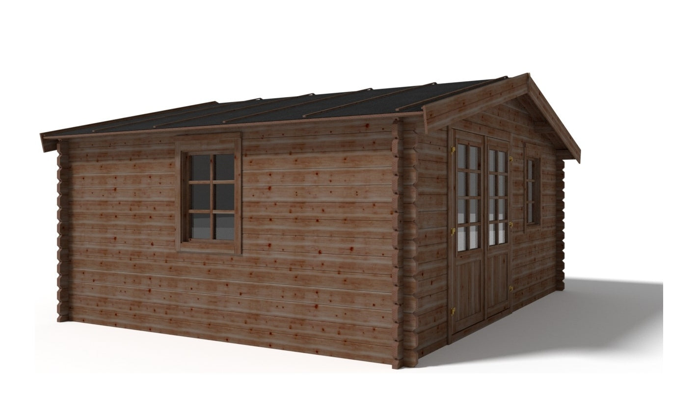 Casetta da giardino in legno - 20.00m2 - 5.00x4.00m - impregnata - 45mm - colore: marrone - DOM376 - ALTANKA