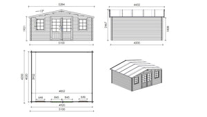 Casetta da giardino in legno - 21.42m2 - 5.10x4.20m - 34mm - colore: naturale - DOM746 - ALTANKA