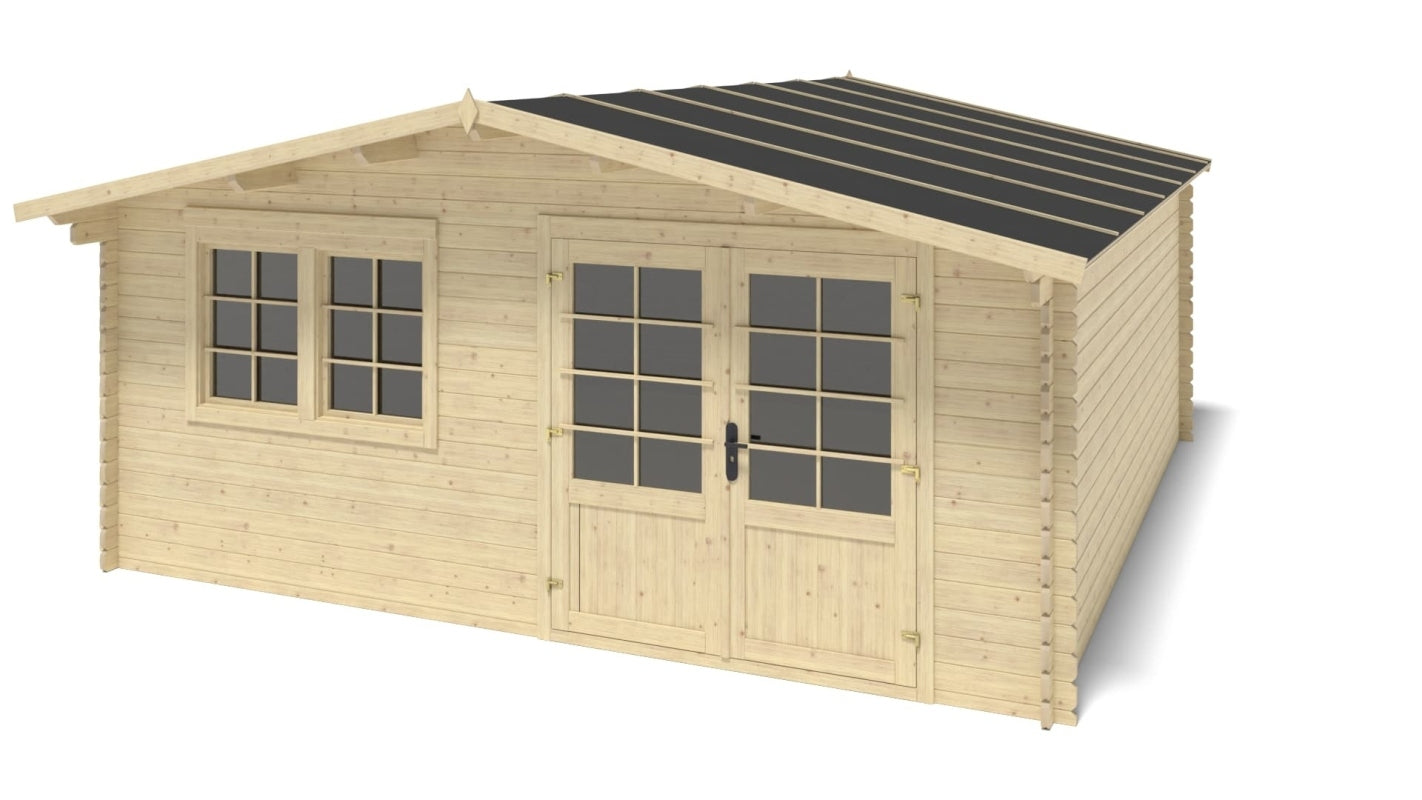 Casetta da giardino in legno - 25.00m2 - 5.00x5.00m - 34mm - colore: naturale - DOM722 - ALTANKA