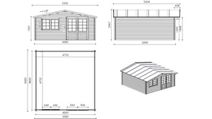 Casetta da giardino in legno - 25.00m2 - 5.00x5.00m - 34mm - colore: naturale - DOM722 - ALTANKA
