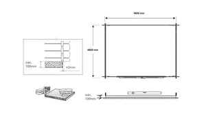 Casetta da giardino in legno - 25.00m2 - 5.00x5.00m - 40mm - colore: naturale - DOM612 - ALTANKA