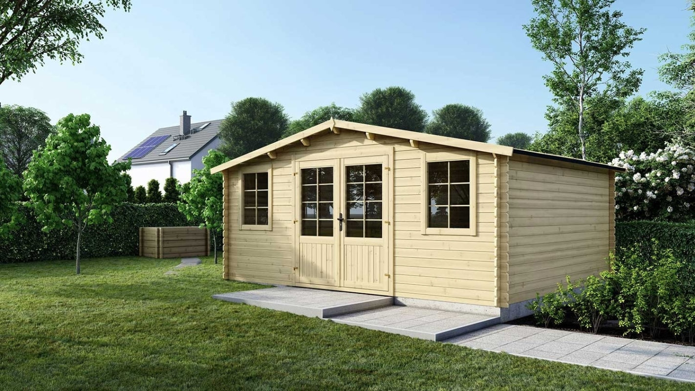 Casetta da giardino in legno - 25.00m2 - 5.00x5.00m - 40mm - colore: naturale - DOM612 - ALTANKA