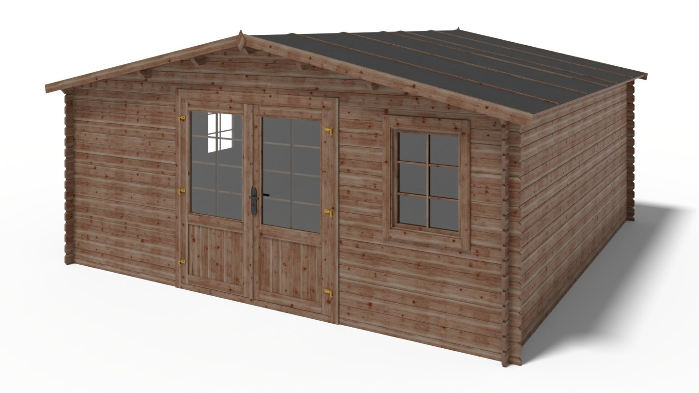 Casetta da giardino in legno - 25.00m2 - 5.00x5.00m - impregnata - 28mm - colore: marrone - DOM596 - ALTANKA