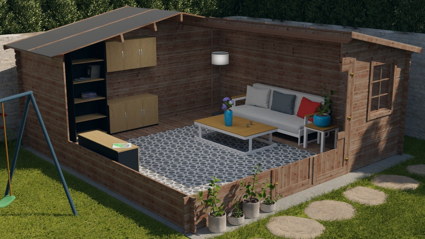 Casetta da giardino in legno - 25.00m2 - 5.00x5.00m - impregnata - 28mm - colore: marrone - DOM596 - ALTANKA