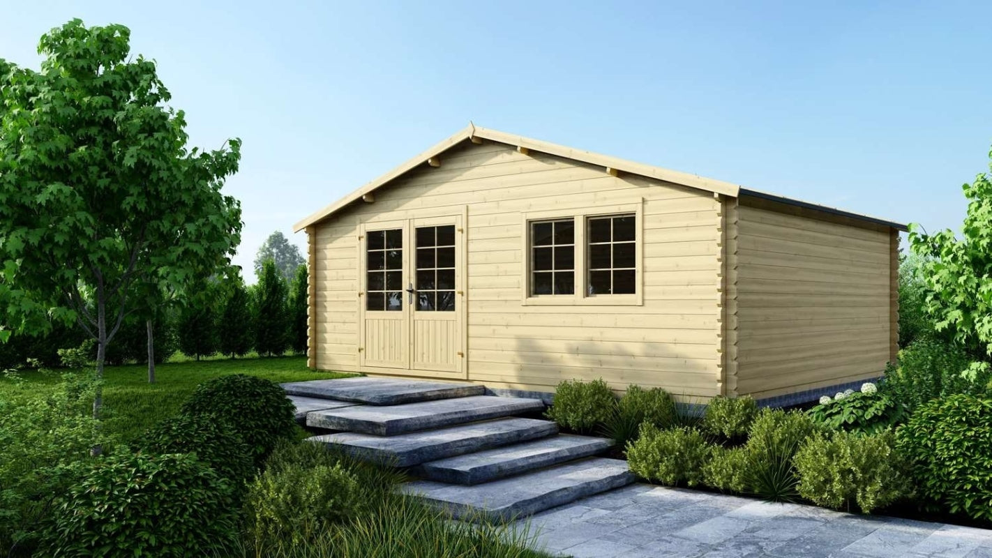 Casetta da giardino in legno - 30.00m2 - 6.00x5.00m - 40mm - colore: naturale - DOM748 - ALTANKA