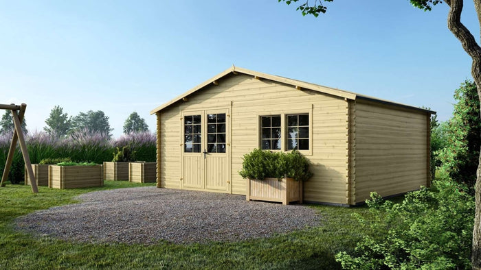 Casetta da giardino in legno - 30.00m2 - 6.00x5.00m - 40mm - colore: naturale - DOM747 - ALTANKA