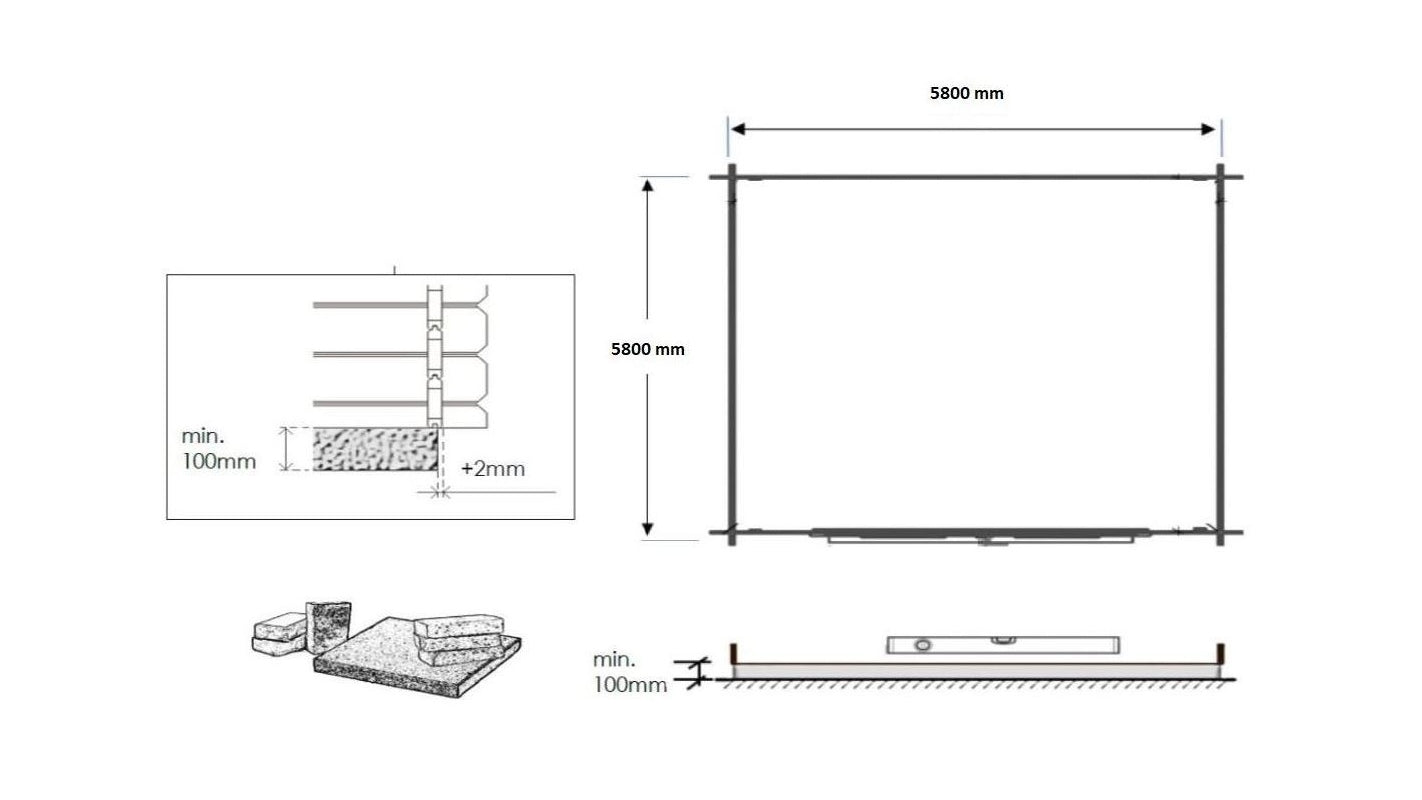 Casetta da giardino in legno - 36.00m2 - 6.00x6.00m - 40mm - colore: naturale - DOM749 - ALTANKA