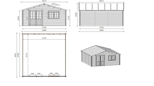 Casetta da giardino in legno - 36.00m2 - 6.00x6.00m - 40mm - colore: naturale - DOM749 - ALTANKA