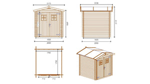 Casetta da giardino in legno - 4.00m2 - 2.00x2.00m - 19mm - colore: naturale - DOM565 - ALTANKA