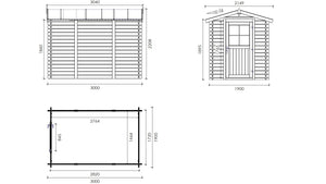 Casetta da giardino in legno - 5.70m2 - 1.90x3.00m - 28mm - colore: naturale - DOM662 - ALTANKA