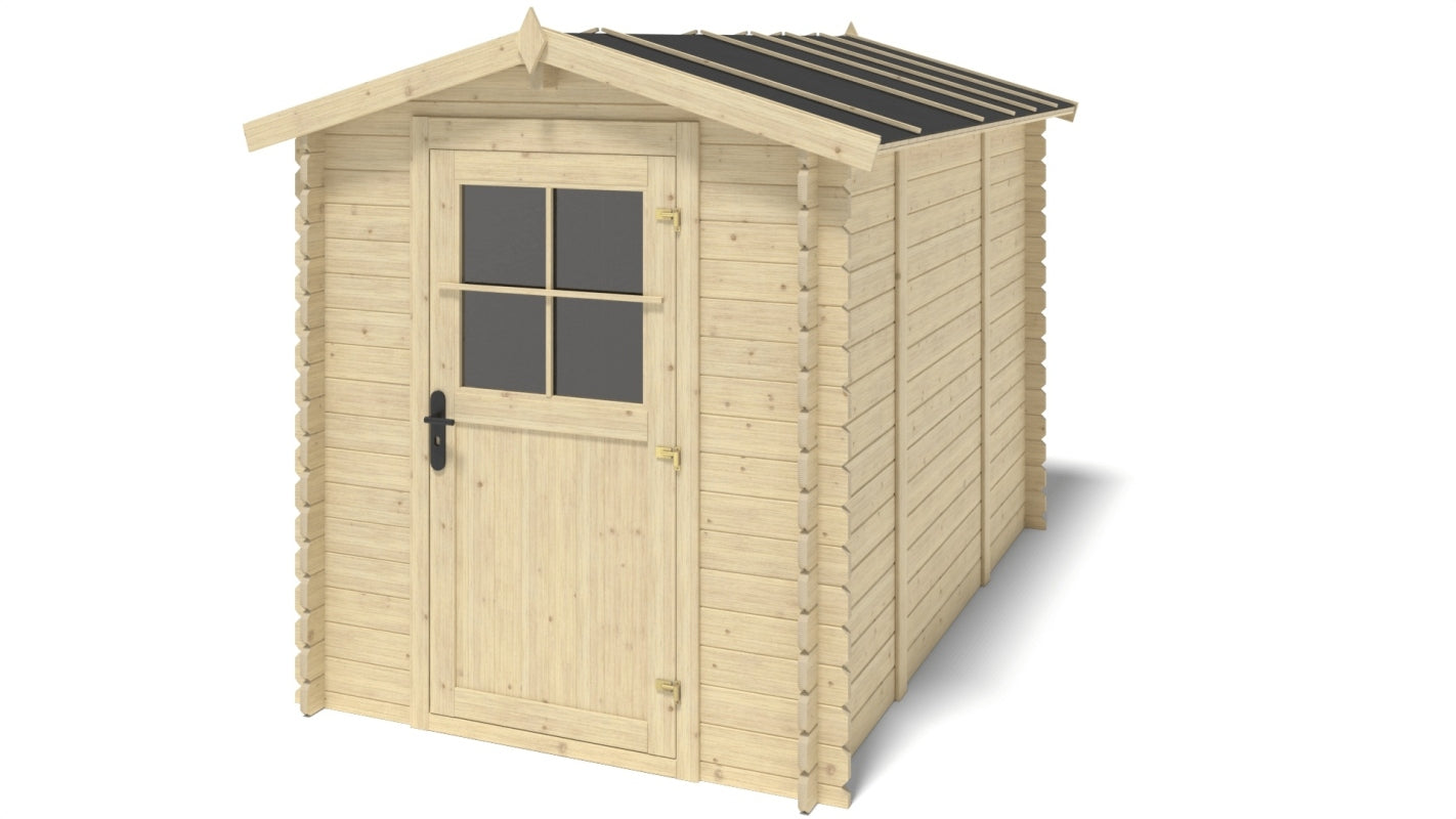 Casetta da giardino in legno - 5.70m2 - 1.90x3.00m - 28mm - colore: naturale - DOM662 - ALTANKA