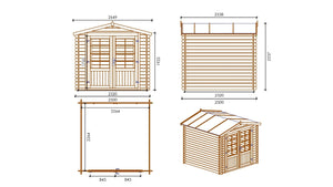 Casetta da giardino in legno - 6.25m2 - 2.50x2.50m - 28mm - colore: naturale - DOM521 - ALTANKA