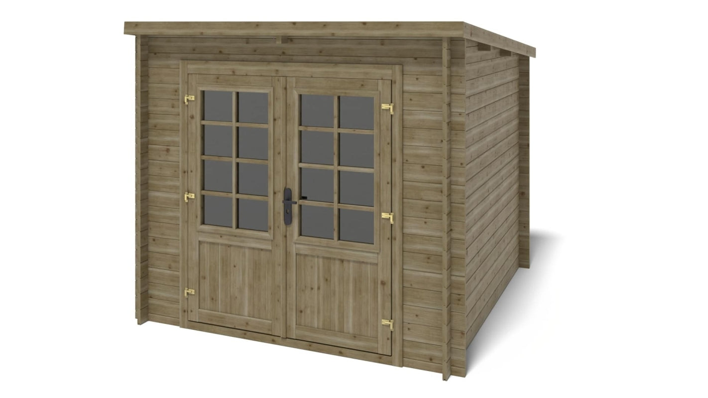 Casetta da giardino in legno - 6.25m2 - 2.50x2.50m - impregnata - 28mm - colore: verde - DOM724 - ALTANKA