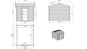 Casetta da giardino in legno - 7.50m2 - 2.50x3.00m - impregnata - 28mm - colore: marrone - DOM675 - ALTANKA
