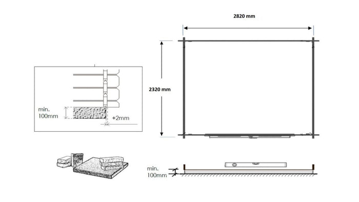 Casetta da giardino in legno - 7.50m2 - 3.00x2.50m - 28mm - colore: naturale - DOM469 - ALTANKA