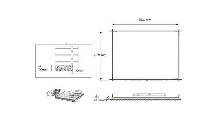 Casetta da giardino in legno - 9.00m2 - 3.00x3.00m - 28mm - colore: naturale - DOM530 - ALTANKA