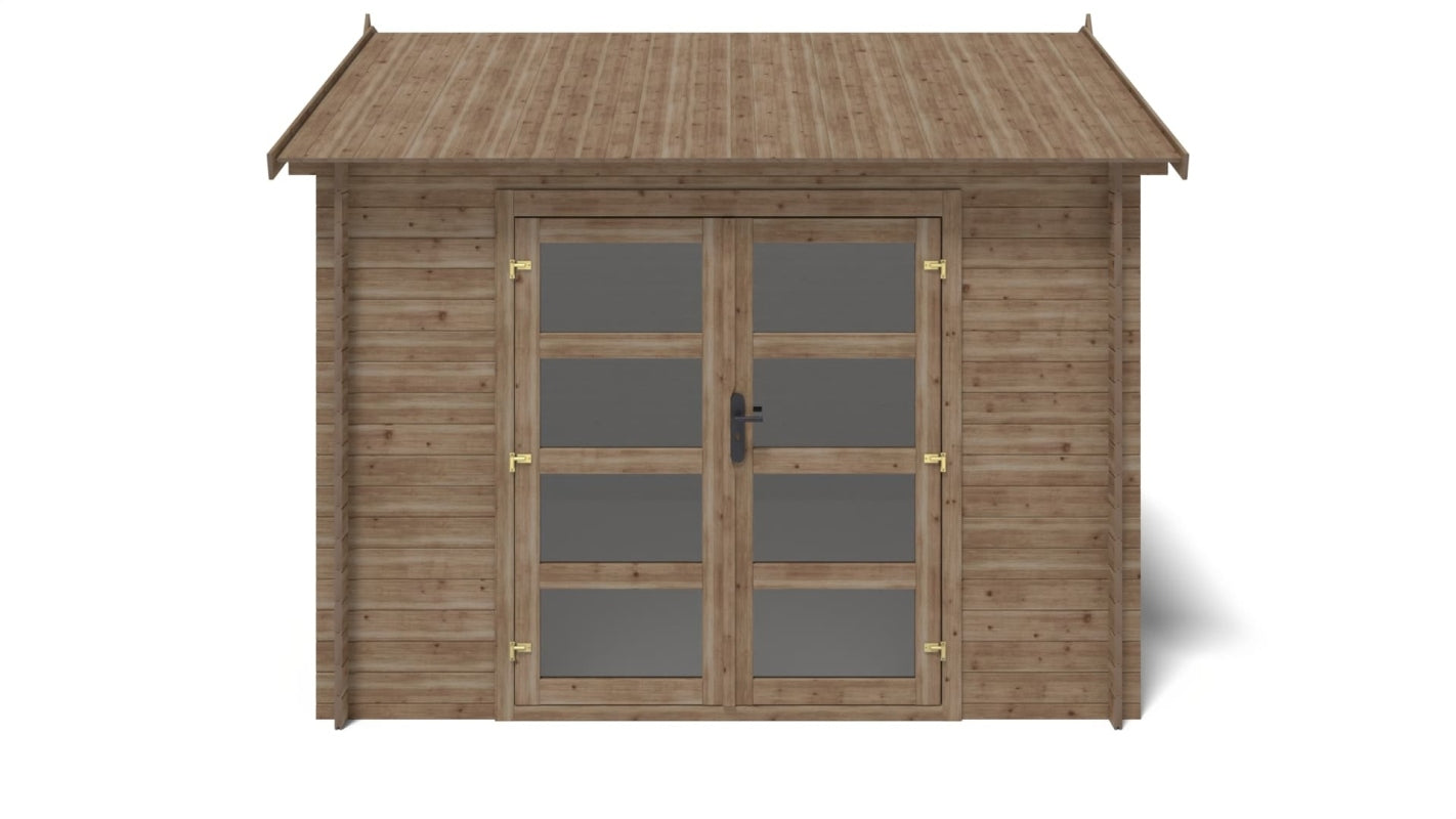 Casetta da giardino in legno - 9.00m2 - 3.00x3.00m - impregnata - 28mm - colore: marrone - DOM676 - ALTANKA