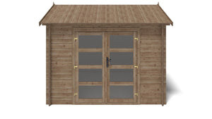 Casetta da giardino in legno - 9.00m2 - 3.00x3.00m - impregnata - 28mm - colore: marrone - DOM676 - ALTANKA