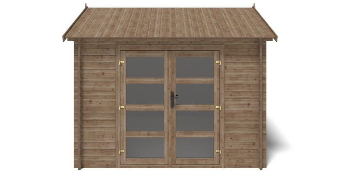 Casetta da giardino in legno - 9.00m2 - 3.00x3.00m - impregnata - 28mm - colore: marrone - DOM676 - ALTANKA