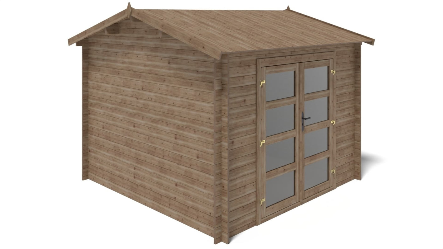 Casetta da giardino in legno - 9.00m2 - 3.00x3.00m - impregnata - 28mm - colore: marrone - DOM676 - ALTANKA