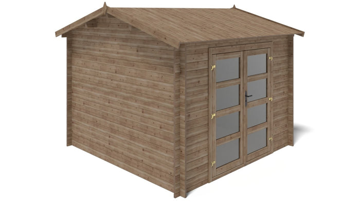 Casetta da giardino in legno - 9.00m2 - 3.00x3.00m - impregnata - 28mm - colore: marrone - DOM676 - ALTANKA