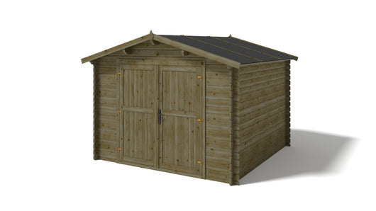 Casetta da giardino in legno - 9.00m2 - 3.00x3.00m - impregnata - 28mm - colore: verde - DOM458 - ALTANKA