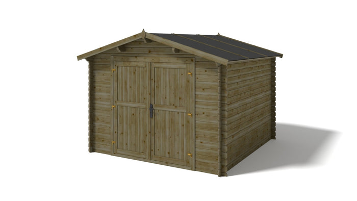 Casetta da giardino in legno - 9.00m2 - 3.00x3.00m - impregnata - 28mm - colore: verde - DOM458 - ALTANKA