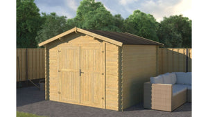 Casetta da giardino in legno - 9.00m2 - 3.00x3.00m - impregnata - 28mm - colore: verde - DOM458 - ALTANKA