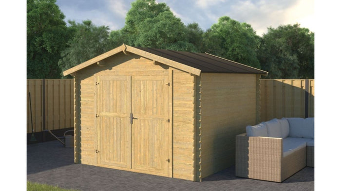 Casetta da giardino in legno - 9.00m2 - 3.00x3.00m - impregnata - 28mm - colore: verde - DOM458 - ALTANKA