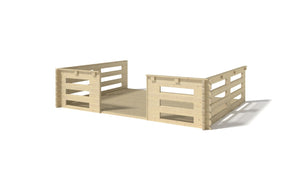 Casetta da giardino in legno con veranda e tettoia - 28.00m2 - 4.00x4.00m - 40mm - colore: naturale - DOM371+DOM618+DOM548+POD04 - ALTANKA